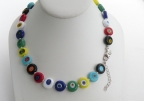 Small Multicolored "Candy" Millefiori Disc Necklace, 18 1/2 Inches